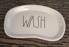 Rae Dunn Bathroom LL "WASH" Soap Dish . WHITE