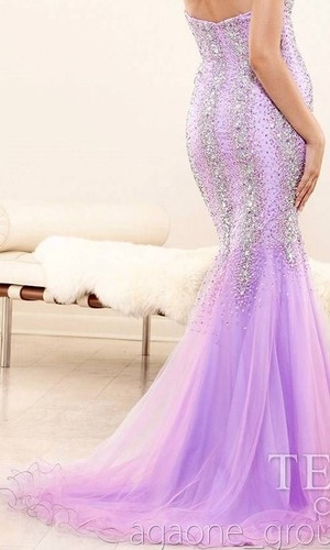 Terani Couture size 2  lilac rhinestones evening gown Pageant purple Lavender - Picture 5 of 6