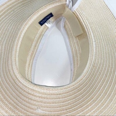 Nautica White & Tan Striped Wide Brim Sun Hat | eBay