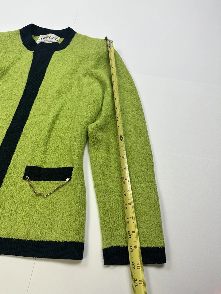 Cárdigan de lana tejido verde vintage Adolfo At Saks Fifth Ave Foto 4 de 4