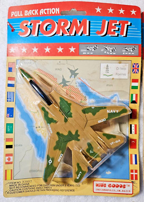 Good Kids Storm Jet F-14 Toy Pull back Action Fighter Airplane Vintage