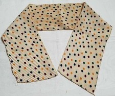 Vintage 7" X 44" Cream Ruffled POLKA DOT PRINT Ladies Scarf
