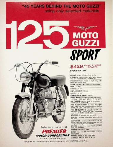 1966 Moto Guzzi Sport 125 - Vintage Motorcycle Ad
