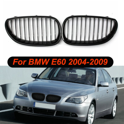 2x Links+Rechts Kühlergrill Einzellinien Nieren Glanz Schwarz Für BMW E60 04-09