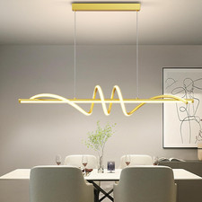 Dimmable LED Pendant Light with Remote, Adjustable 3000K-6000K, Gold 47in