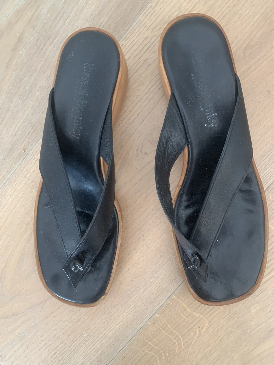 RUSSELL AND BROMLEY SANDALS BLACK CALF LEATHER SLIP ON eBay
