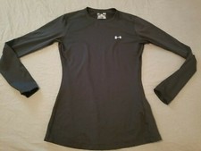 Womens Under Armour Sweater S Small Black Crew Athletic Gym Workout