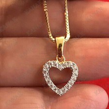 Ciondolo Cuore 1.0Ct Simula Diamante Love Gift Collane in Oro Giallo 14k Over
