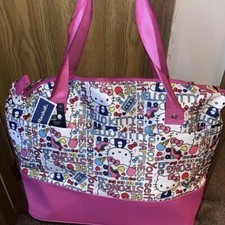 Hello Kitty White Pink Duffle Bag/Carry On Overnight Travel Tote, New Sanrio