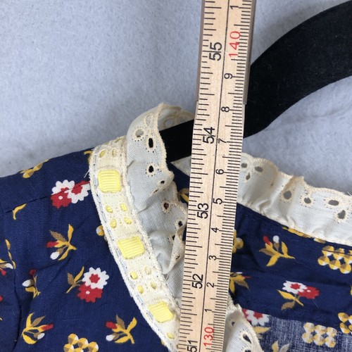 Vintage 70s Maxi Dress Womens Small Blue Yellow Floral Peasant Festival Retro - Picture 5 of 19
