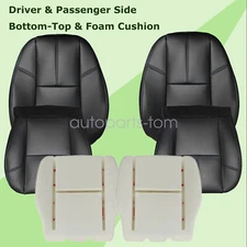 Fits 2007-2014 Chevy Silverado Tahoe 1500 2500 Black Front Side Seat Cover+Foam