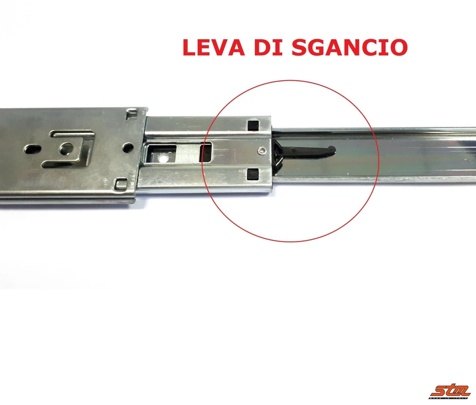 COPPIA GUIDE SCORREVOLI a SFERE per CASSETTI Portata 70 kg Estrazione Totale T50 - Immagine 3 di 3