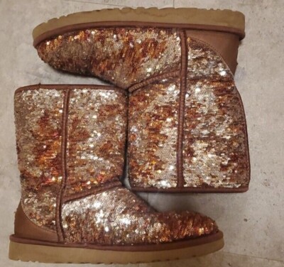 Ugg Australia Autumn Sequin Low Winter Fur Boots Womens Size