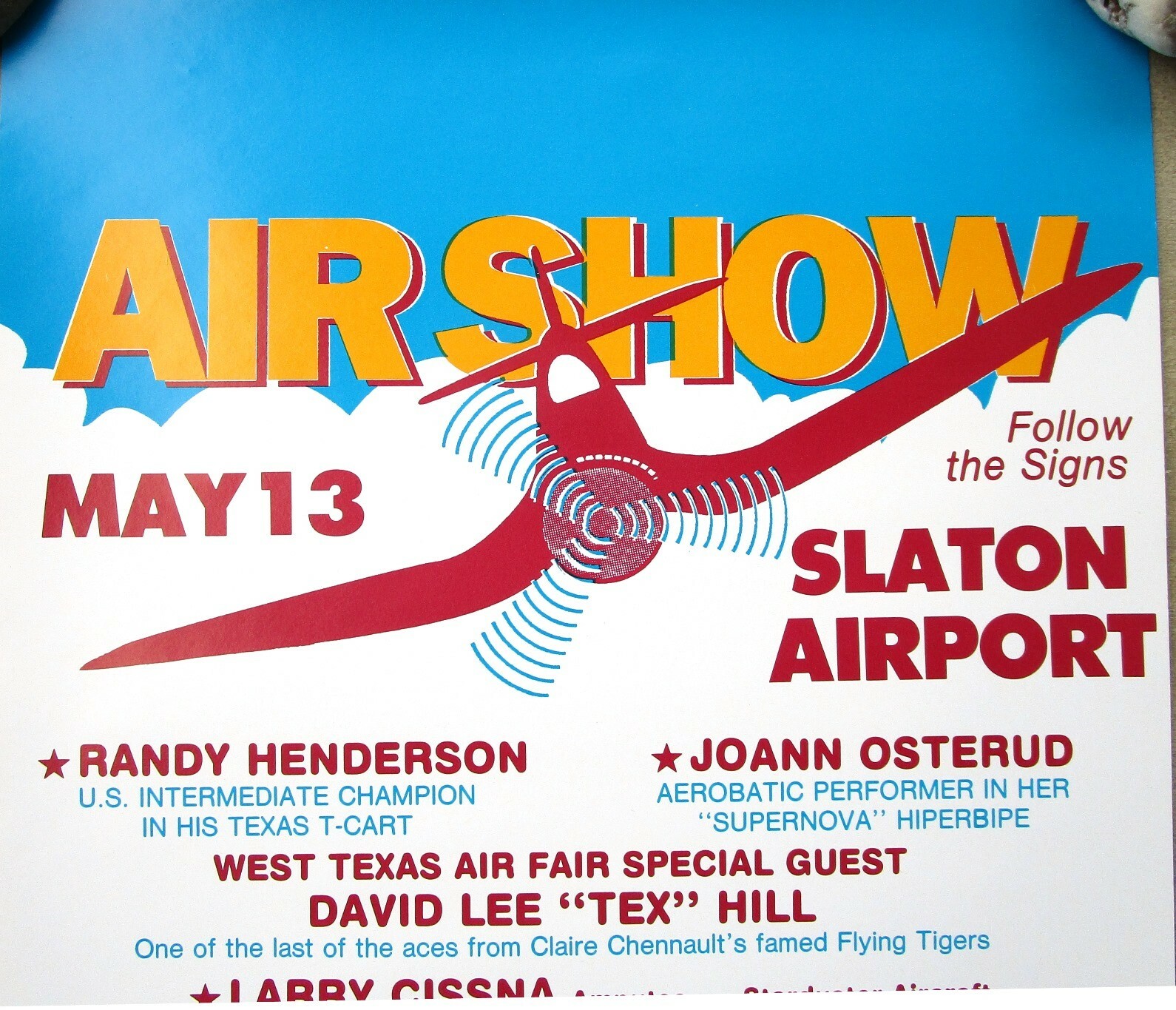 Slaton Airport Air Show 1989 Poster West Texas Airshow Displays