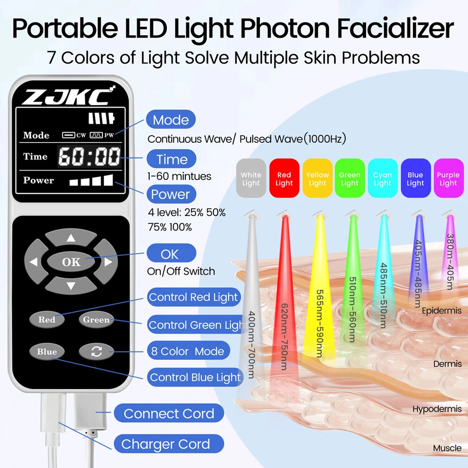 ZJKC 7 Colors Led Mask Face Red Light Therapy Device Pdt for Firm Skin Whitening - Image 2 of 4