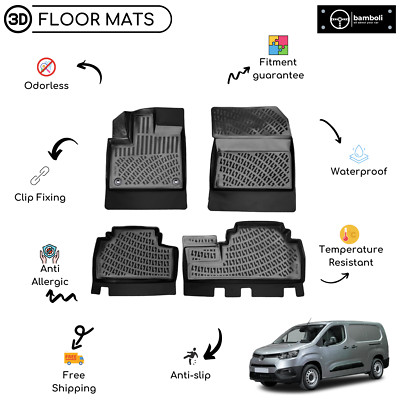 Custom Molded Rubber Floor Mat for Toyota Proace 2019 - Up Black