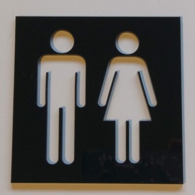 Acryl Toilettenschild männlich & weiblich, behindertengerecht, verschiedene Farben - eckig