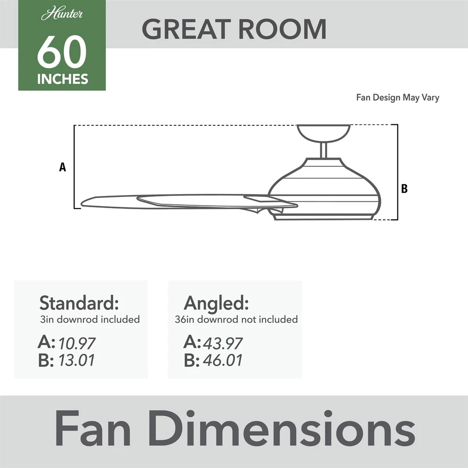 Hunter Fan 60 in Contemporary Matte Black Indoor/Outdoor Ceiling Fan w 6 Blades - Image 3 of 4