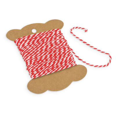 itenga Deko Garn Kordel Baumwollschnur Geschenkband Bakers Twine rot weiß 10m