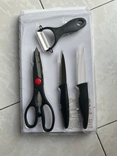 LOT SET DECOUPE 2 COUTEAUX + 1 PAIRE CISEAUX + 1 EPLUCHEUR CERAMIQUE - NEUF