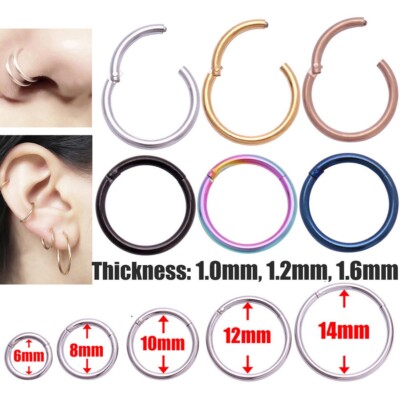 2Pcs Edelstahlsegment Scharnier Clicker Ring Sleeper Nase Body Lip Pierci ? С