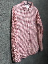 Rails Shirt Womens S Red Off White Top Gingham Button Up Pleated Sleeve Cotton