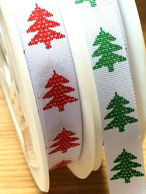 1 ODER 3 Meter WEIHNACHTSBAUM rot oder grün Band 12 mm Borte Weihnachten Basteln UK