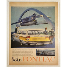 Original 1958 Pontiac Safari Station Wagon Magazine Ad Futuristic