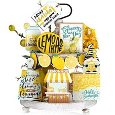 13 Pcs Lemon Tiered Tray Decor Lemon Decorations For Kitchen Lemon Table Decor S