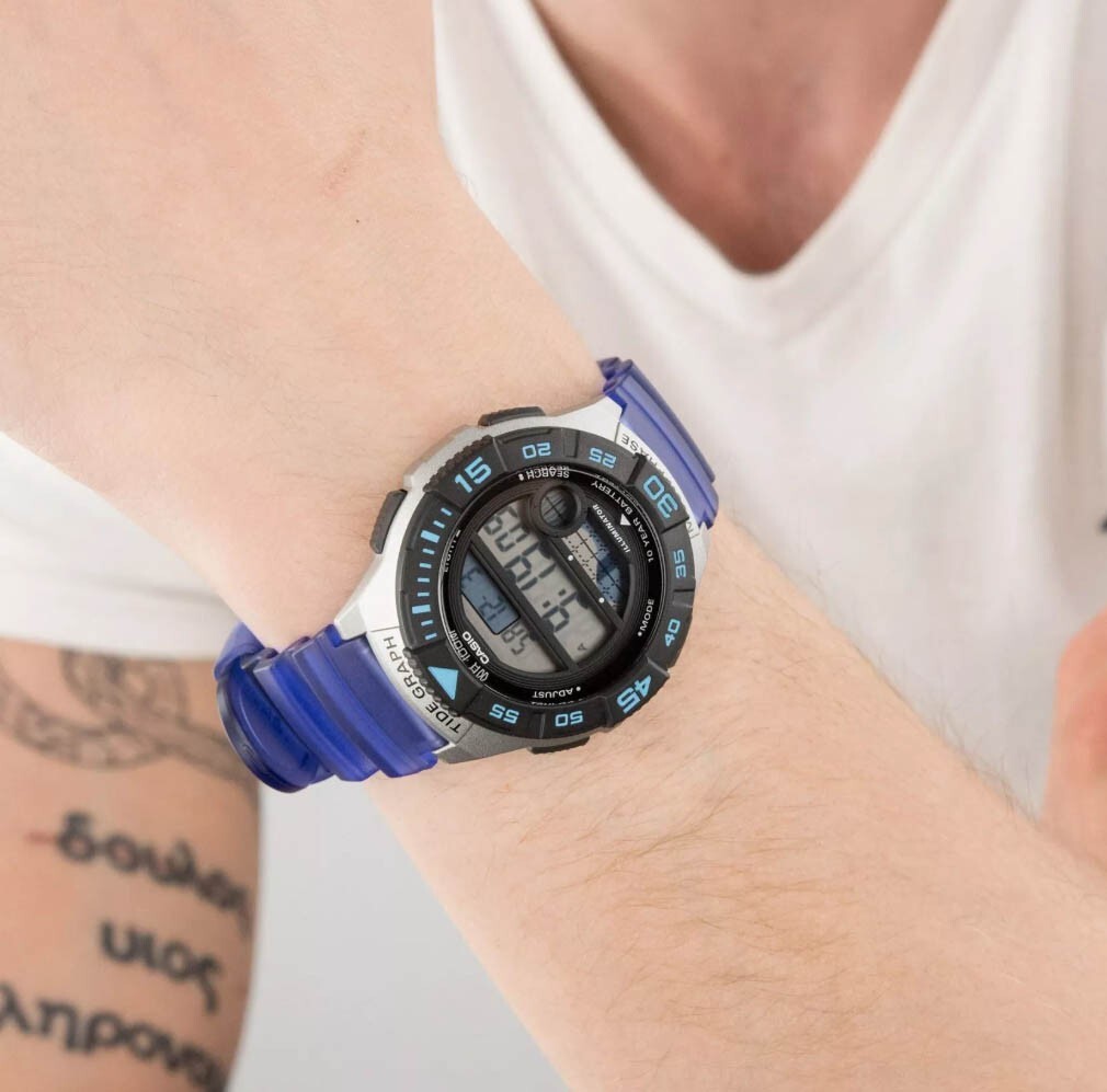 Casio Digital Watch Men 43mm Blue Moon Phase 3473 WS-1100H