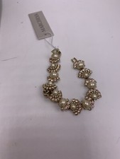 $78 Marchesa gold tone pave & faux pearl flex...