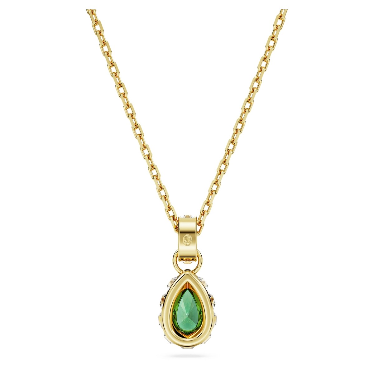 ★SWAROVSKI★ Chroma Green Gold Tone Necklace 5648751 Swarovski Chroma Pendant Necklace Pear Cut Green Gold-tone