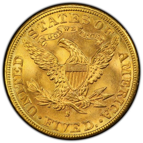 1887-S $5 Liberty Head Half Eagle PCGS MS65+ CAC - Picture 2 of 5