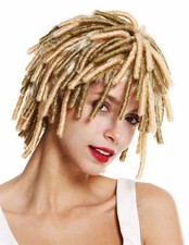 Parrucca Donna Uomo Carnevale Ricci a Spirale Afrolocken Corto Rasta Biondo Mix