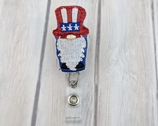 Gnome Felt Retractable Badge Reel, Nurse Gift, 4th July Reel, Stocking Stuffer