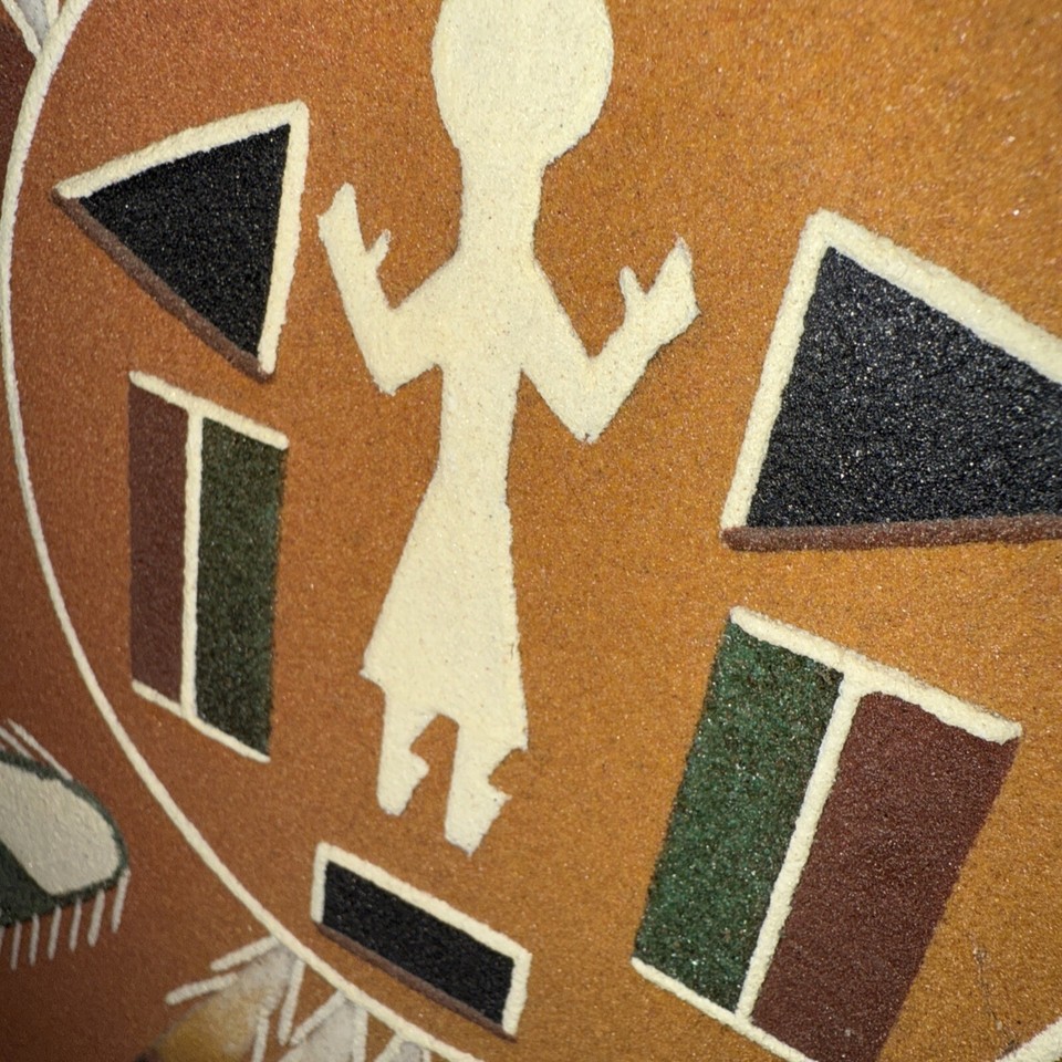 Vintage Navajo Indian American Sand Painting Wood Framed Art Signed eBay