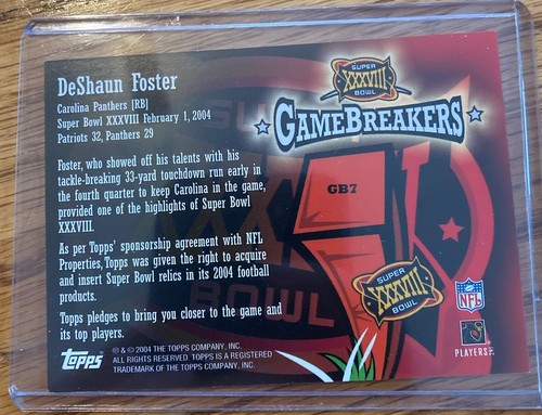 2004 Topps Deshaun Foster Super Bowl XXXVIII Game Used End Zone Pylon Rare GB7 - Picture 2 of 2