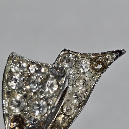 Vintage Rhinestone Bow Hair Clip Sparkling Silver Tone Sparkle Retro Pinup Glam - Picture 7 of 12