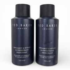 X2 Ted Baker men antiperspirant deodorants bergamot & vetiver 150ml Brand New