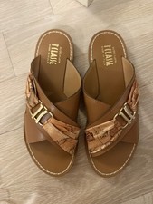 Alviero Martini 1a Classe Women's Slip-On Sandals Buckle Print Brown Leather 38