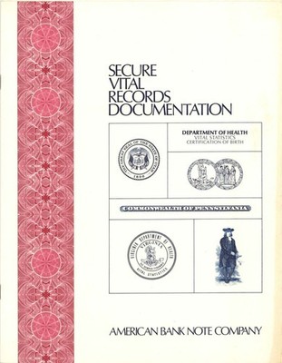 American Bank Note Company Booklet on Secure Vital Records Documentation - Dep
