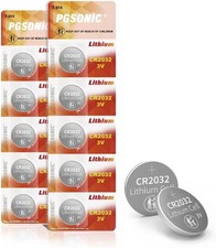 PGSONIC CR2032 3V Lithium Coin Battery 10 Pieces Household Coin Cell Batteries