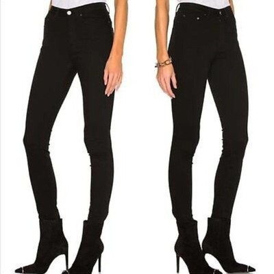 Acne Studios Pin Black Skinny Jeans Frayed Hem Denim Size 27