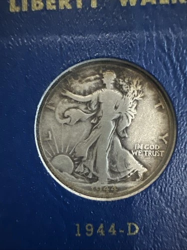 1944 D Liberty Walking Half Dollar F Fine 90% Silver 50c US Coin