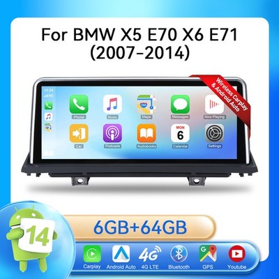 10.25'' Android 14 6+64GB GPS 4G Autoradio LTE WIFI für BMW X5 E70 X6 E71 Stereo