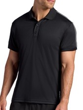Men s Match Polo Shirt, Standard Fit, Stretch Midweight Material, Black, Medium