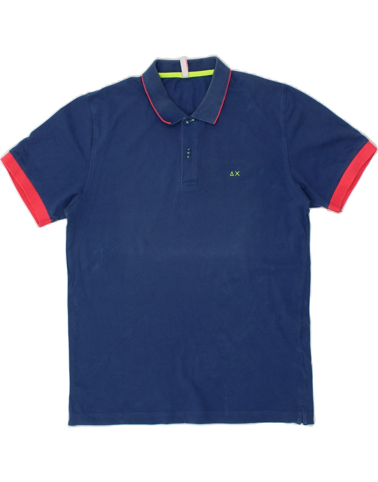SUN68 Mens Polo Shirt Large Blue Cotton BK06