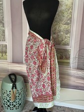 Cotton Block Print Beach Swimsuit Sarong Pareo Coverup, One Size , NWOT