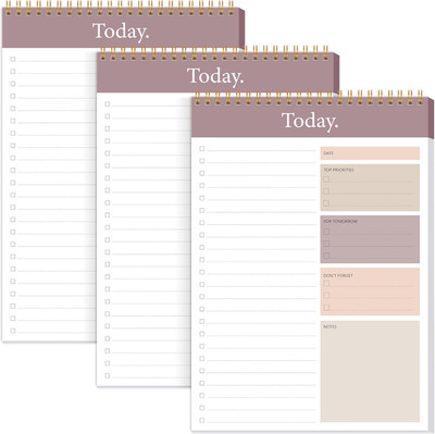 To Do List Notepad - 3 Pack Daily Planner Pad Undated 52 Sheets Spiral Today Pla