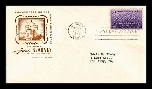 1948 FORT KEARNEY NEBRASKA BRIEFMARKE FARNAM CACHET FDC - Bild 1 von 1